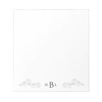 Elegant Hand-Drawn Jasmine Monogram Notepad