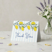 Elegant Hand Drawn Lemons Blue Stripes Summer