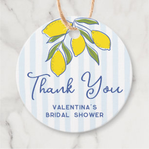 Elegant Hand Drawn Lemons Blue Stripes Thank You Favour Tags