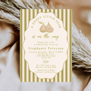 Elegant Hand Drawn Little Pear Girl Baby Shower Invitation