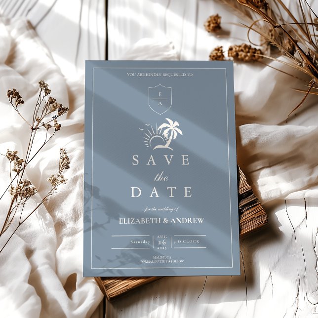 Elegant Hand Drawn Palm Tree Wedding Save The Date (Creator Uploaded)