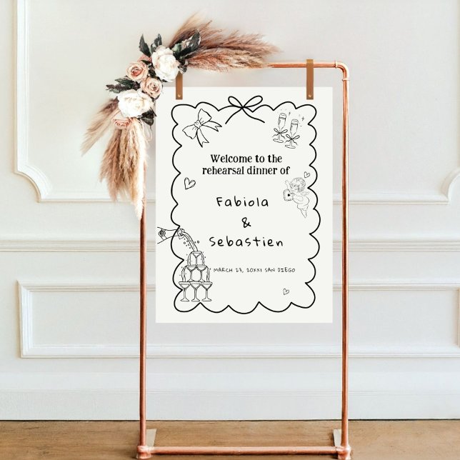 Elegant Hand Drawn rehearsal dinner Welcome sign (Creator Uploaded)