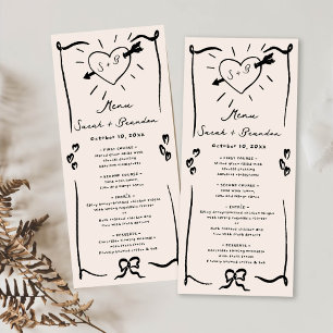 Elegant Hand Drawn Retro Black Wedding Menu