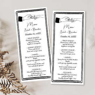 Elegant Hand Drawn Retro Black Wedding Menu