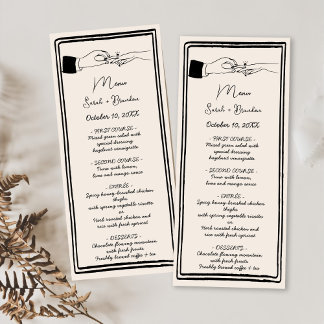 Elegant Hand Drawn Retro Black Wedding Menu