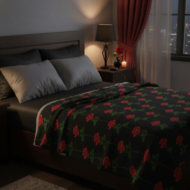 Elegant Hand-Drawn Rose Throw Blanket (Creator Uploaded)
