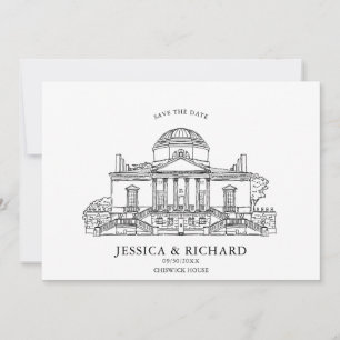 Elegant Hand Drawn Venue Chateau Illustration  Invitation