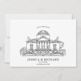 Elegant Hand Drawn Venue Chateau Illustration  Invitation