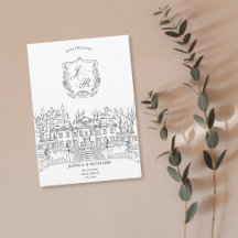 Elegant Hand Drawn Venue Chateau Illustration 
