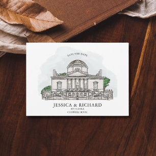 Elegant Hand Drawn Venue Chateau Illustration Invitation
