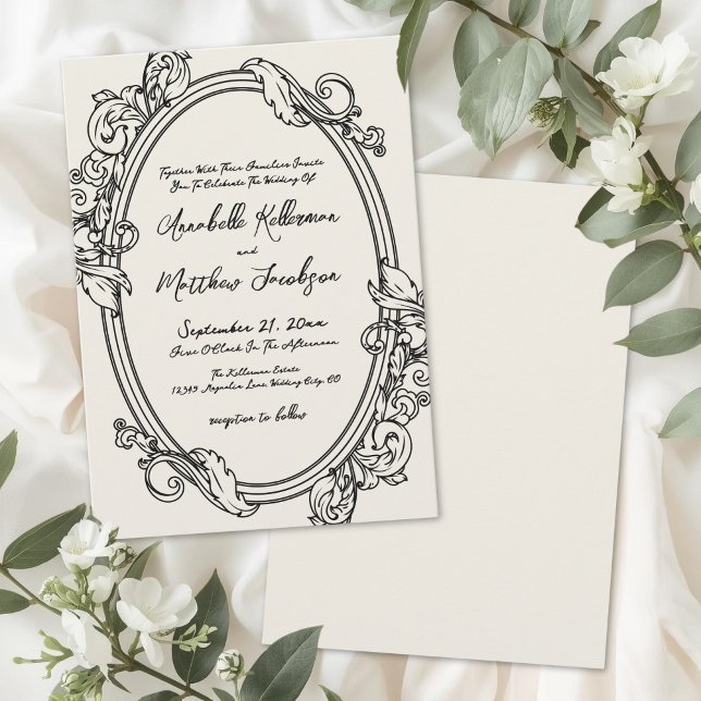 Elegant Hand Drawn Vintage Wedding Invitation (Elegant Hand Drawn Vintage Wedding Invitation)