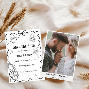 Elegant Hand Drawn Wedding Save the date Card