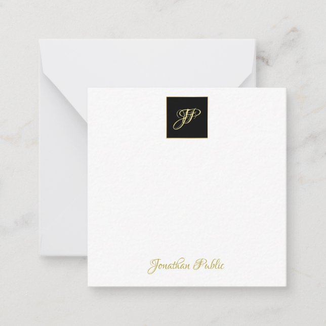 Elegant Hand Gold Text Monogram Personalised Card (Front)