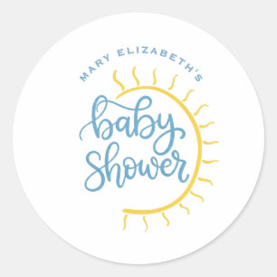 Elegant Hand-Lettered Baby Boy Shower Favor  Classic Round Sticker