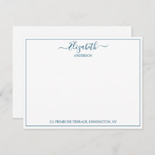 Elegant Hand Lettered Blue Name Address  Card