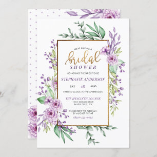 Elegant Hand-Lettered Script Floral Bridal Shower Invitation
