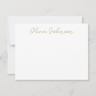 Elegant Hand Lettered Script Gold White Note Card