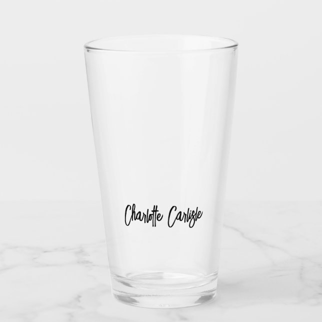 Elegant Hand Lettered Script Modern Custom Glass (Front)