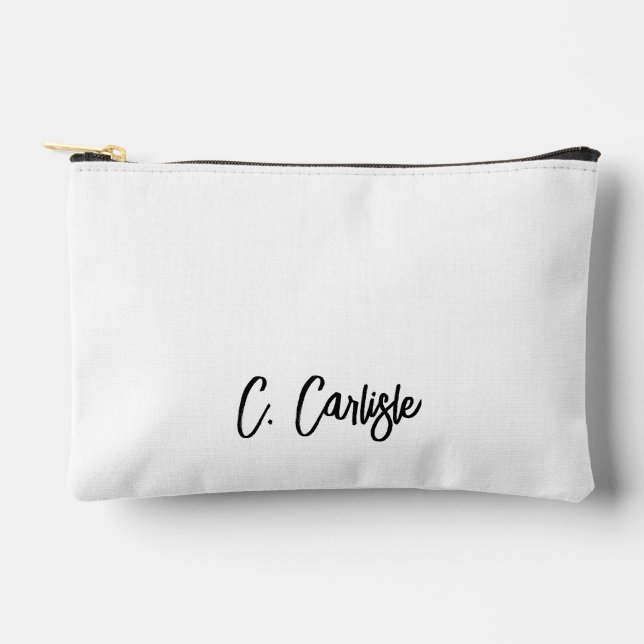 Elegant Hand Lettered Script Personalized Accessory Pouch (Front)