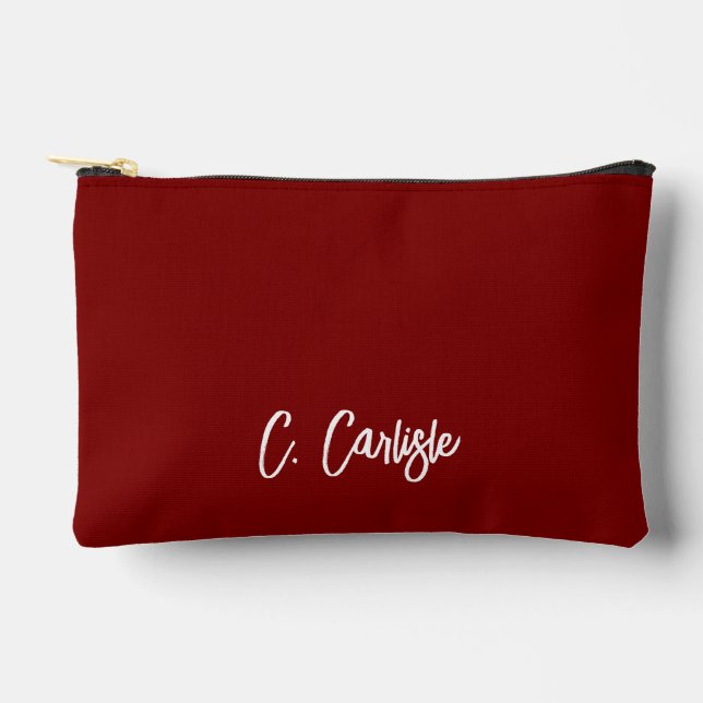 Elegant Hand-Lettered Script Personalized Accessory Pouch (Front)