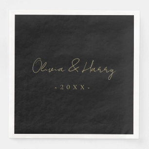 Elegant Hand Lettered Script Wedding Paper Napkin