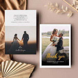 Elegant Hand-Lettered Wedding Photo Thank You Card