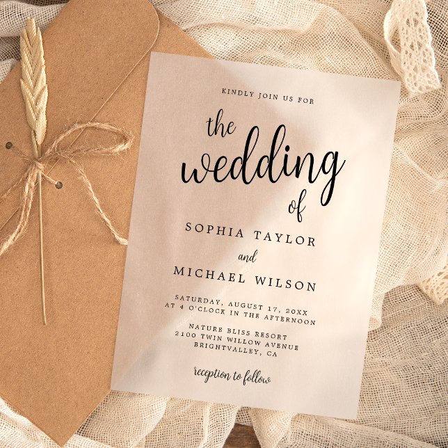 Elegant Hand Lettering Black Wedding Acrylic Invitations (Creator Uploaded)