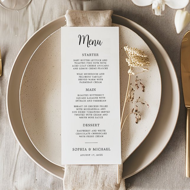 Elegant Hand Lettering Black White Wedding Menu (Creator Uploaded)