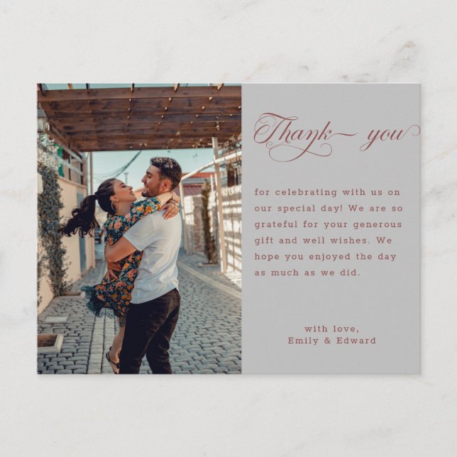 Elegant Hand Lettering Modern Wedding Photo Postca Postcard (Front)