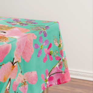 Elegant hand paint watercolor spring floral tablecloth