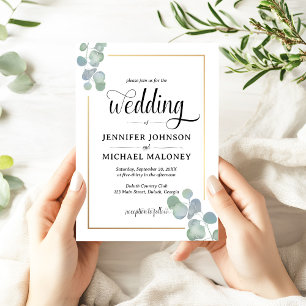 Elegant Hand-Painted Eucalyptus Wedding Invitation