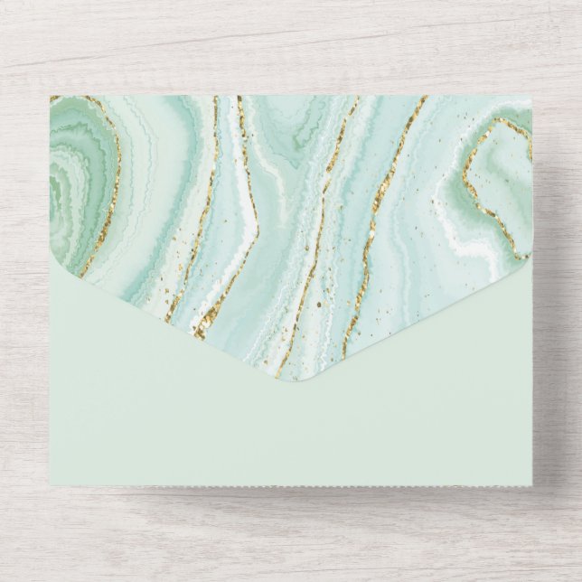 elegant hand painted liquid marble design with gli all in one invitation (Back)
