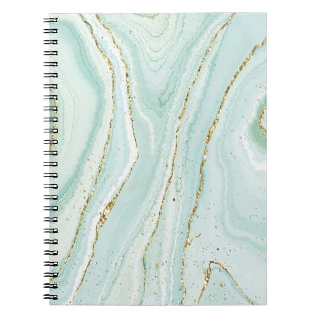 elegant hand painted liquid marble design with gli notebook (Front)