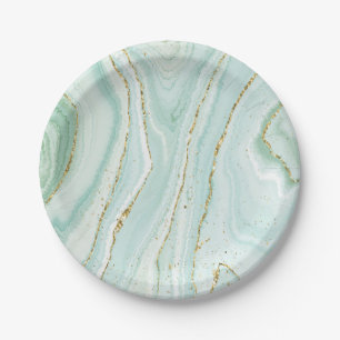 elegant hand painted liquid marble design with gli paper plate
