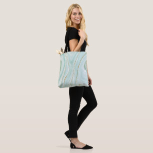 elegant hand painted liquid marble design with gli tote bag
