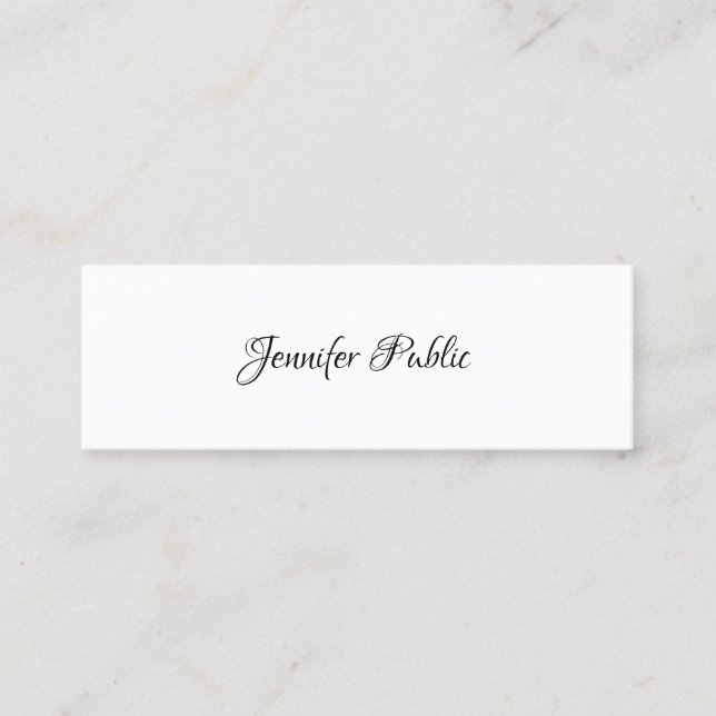 Elegant Hand Script Modern Minimalist Professional Mini Business Card (Front)