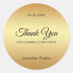 Elegant Hand Script Thank You Gold Template Classic Round Sticker