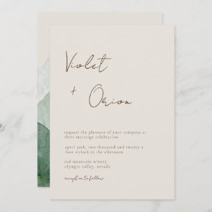 Elegant Hand-Written Mountains Wedding Invitation
