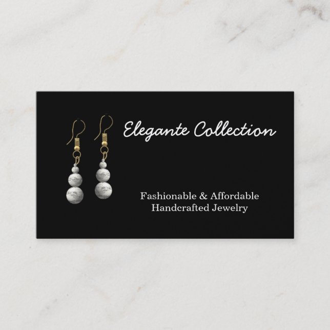 elegant handcrafted Jewellery maker Business Cards (Front)