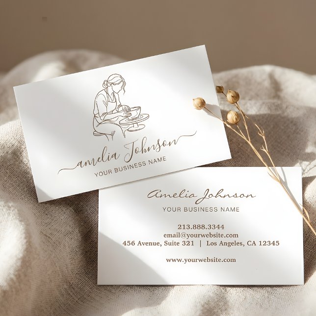 Elegant Handmade Sculptor & Pottery Ceramic Artist Business Card (Creator Uploaded)