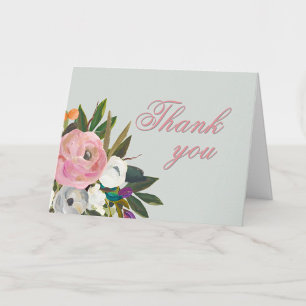 Elegant Handpainted Floral 100th Birthday Party Thank You Card