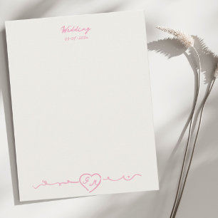 Elegant Handpainted Heart Wedding Note Card