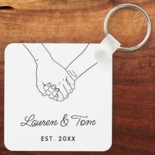 Elegant Hands Illustration Valentines Day Script  Key Ring