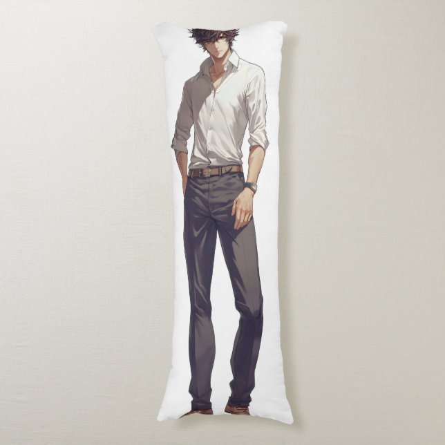 Elegant Handsome Anime Man Body Cushion (Front Vertical)