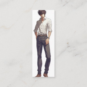Elegant Handsome Anime Man Mini Business Card