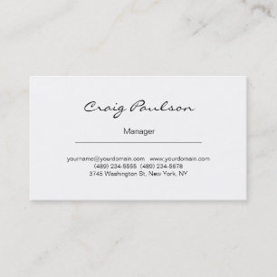 Elegant Handwriting Black & White Business Card