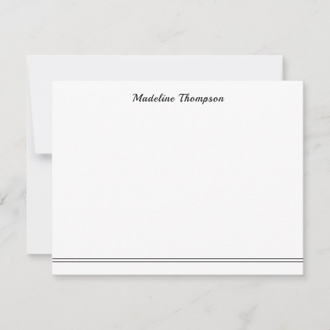 Elegant Handwriting Calligraphy Two Line Black Card (Front)