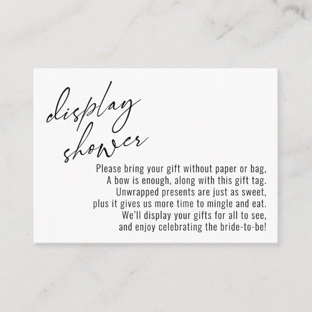 Elegant Handwriting Display Shower, White Enclosure Card (Front)