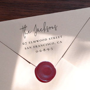 Elegant Handwriting Family Name & Serif Address Rubber Stamp