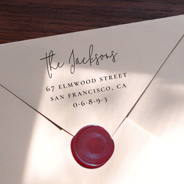 Elegant Handwriting Family Name & Serif Address Rubber Stamp (Elegant Handwriting Family Name & Serif Address Rubber Stamp)